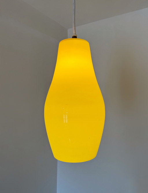 70s yellow opaline drop pendant