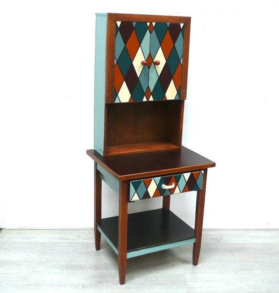 Image 1 of Keukenkast, koffiebar, huisbar, kruidenkast, uniek stuk, shabby antieke stijl, landelijke huisstijl