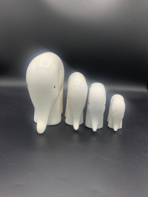 Vintage ceramic figurines Elki Steengoed Holland elephant series of 4 small to large