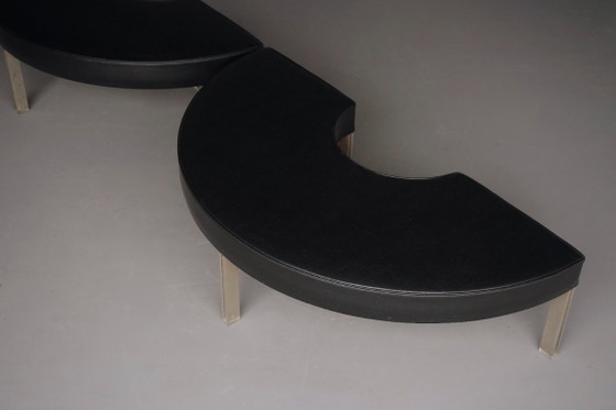 Mid-Century Round Modernist Benches. 1960s. Set of 2 – Metal, Plastic (photo 19 of 23)