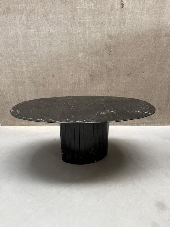 Image 1 of Vintage Nero Marquina Ovale Marmeren Eettafel