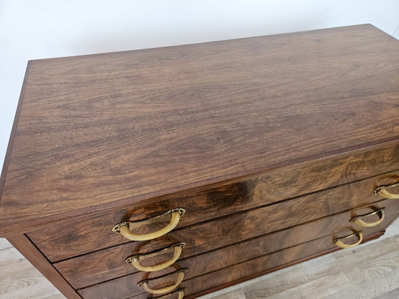 Image 1 of Commode Art Déco en ronce de noyer à quatre tiroirs