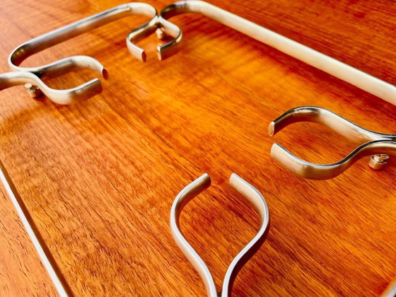 Image 1 of Art Deco, vintage, verzilverde onderzetter uit Italië, jaren 1940