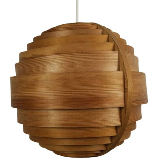 Vintage wooden pendant lamp Hans Agne Jakobsson Sweden 1960