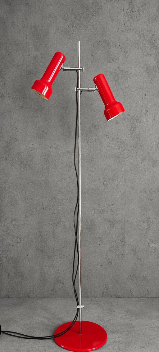 Vintage Floor Lamp - Gepo 300 | 2 Spotlights | Red - 1970s – vloerlampen, Metal
