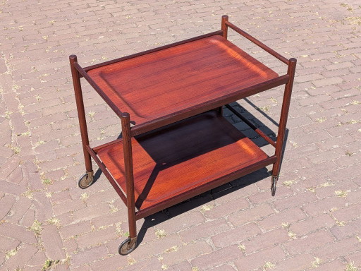 Vintage Deense serveerwagen/barkar van teakhout – Wood