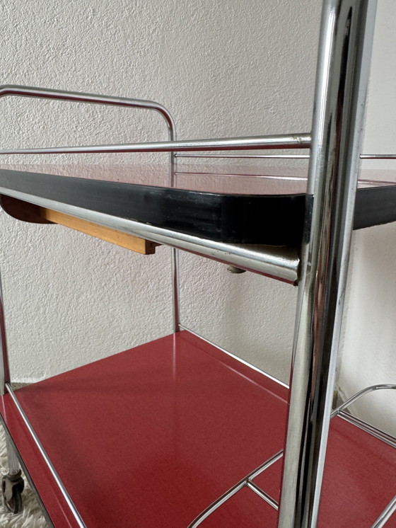 Image 1 of Rolling Formica Sideboard 60s