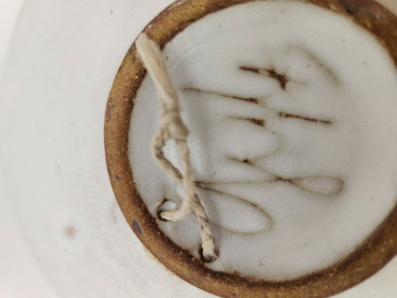 Image 1 of RARE! Vintage brutalist rough glazed mid-century wall plate. Made by Zsuzsa GYÖRGYEY (1931-2006)