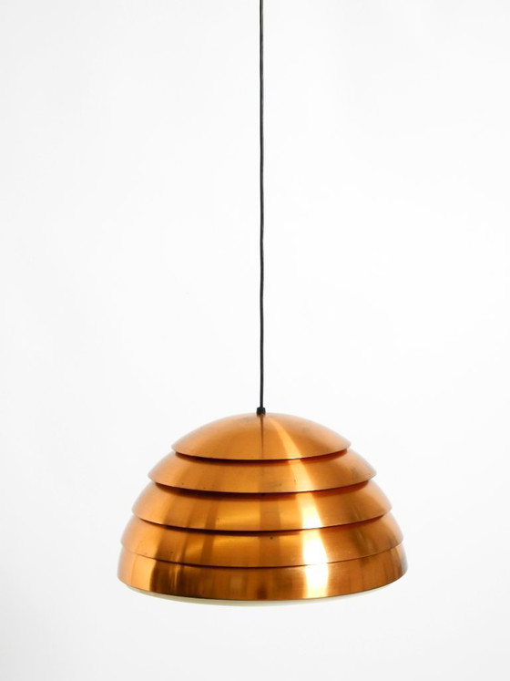 Image 1 of Lampe à suspension originale à lattes de cuivre des années 1960 par Hans-Agne Jakobsson pour Markaryd. Fabriqué en Suède