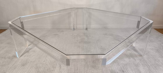 Image 1 of Wunderschöner großer quadratischer ATHENA-Couchtisch aus Acrylglas und Glas, entworfen von David Lange
