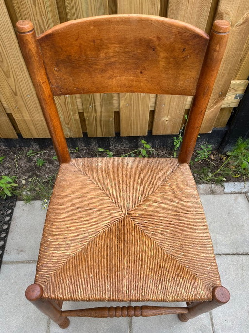 4 Antieke houten eetkamerstoelen met rieten zitting – Rattan, Wood (photo 2 of 10)