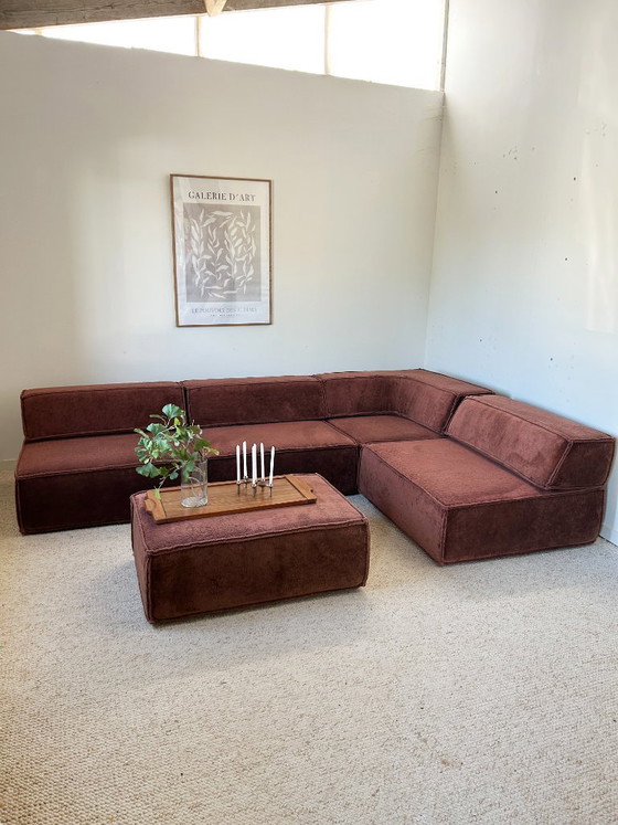 Image 1 of COR Trio modulaire bank in terracotta fluweel uit de jaren 70