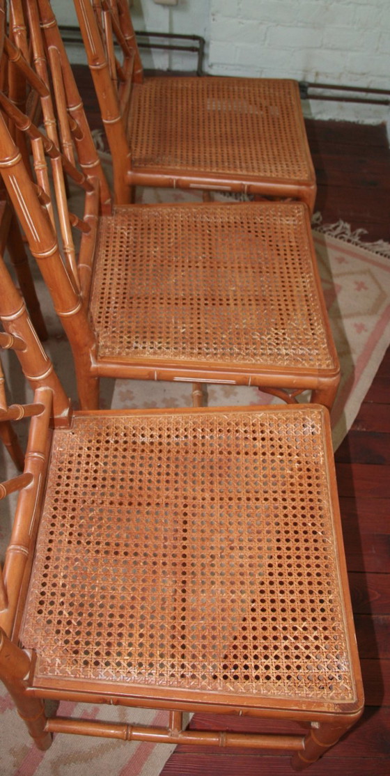 Image 1 of Set di 6 sedie vintage Chippendale in finto bambù (Jonathan Adler)