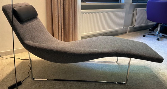 B&B Italia Landscape Chaise longue, grey textile and black leather, Modern (photo 2 of 6)