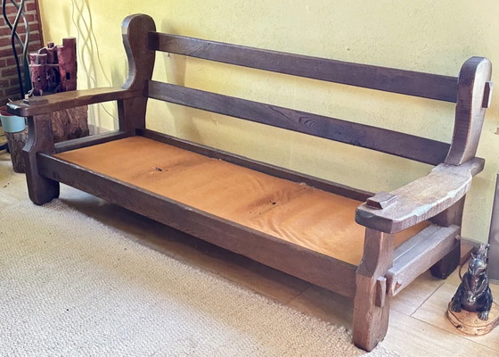 Rustieke houten zitgroep met bruine bekleding, Zithoek, Textiel, Rustic (foto 12 van 15)