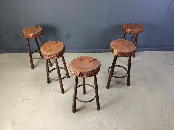 Image 1 of Vintage tree trunk bar stools, 1970s 