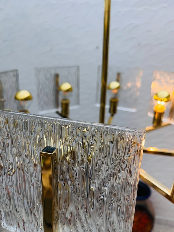 Image 1 of Vintage messing ijsglas kroonluchter