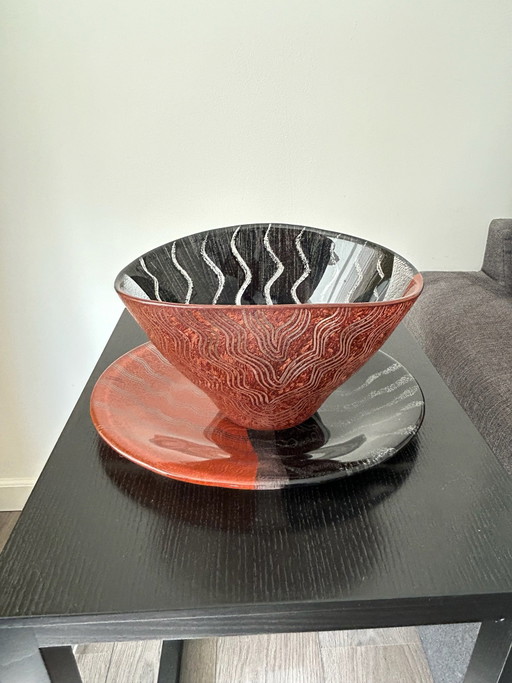 Kosta Boda bol/plat avec soucoupe