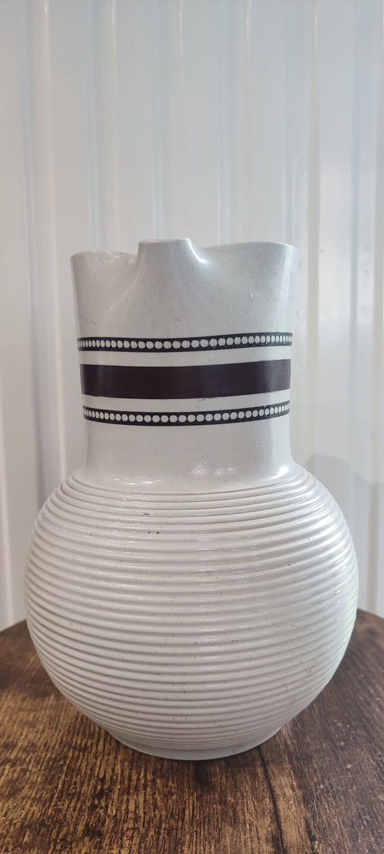 Image 1 of Grande brocca in gres smaltato firmata, periodo 1950-60