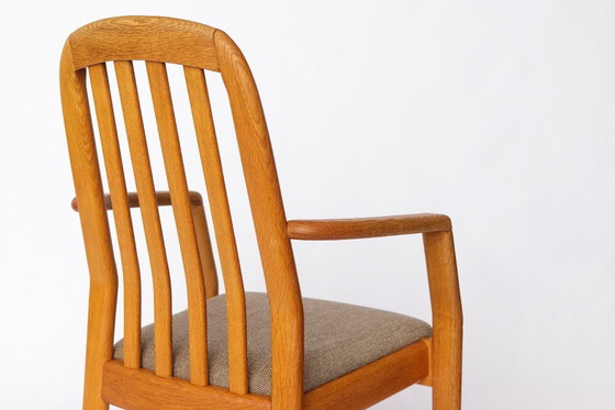 Image 1 of Set of 5 Dyrlund Oak Armchairs, Danish Mid Century Dining Chairs 1970s, Solid Oak Vintage Armchairs
