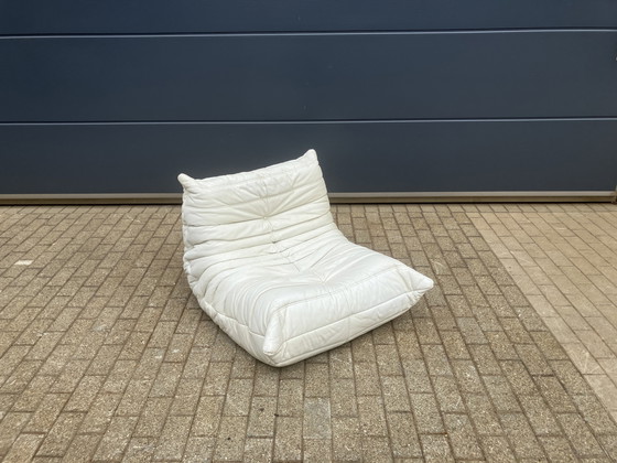 Image 1 of 100% autentico Ligne Roset Togo 1 posto, pelle bianco sporco '87
