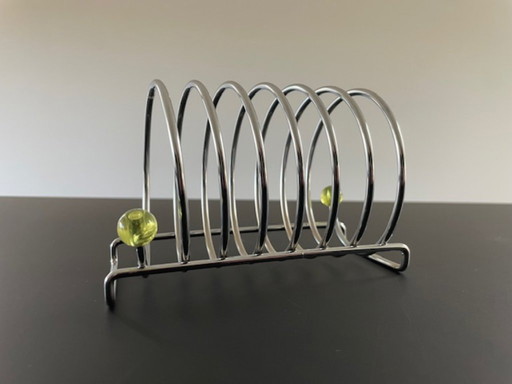 Porta toast cromato postmoderno vintage con dettagli al neon