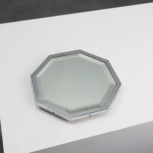 Art Deco Octagonal Table Mirror Plateau or Cocktail Tray, France 1930s