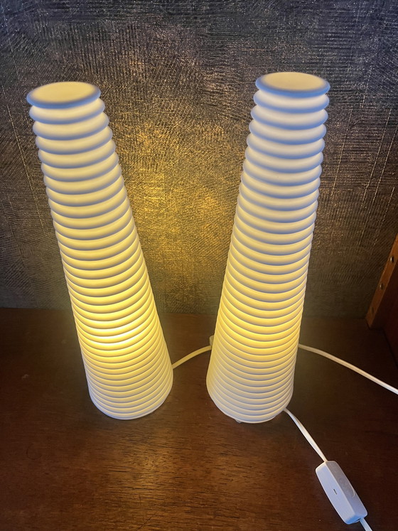 Image 1 of 2 vintage IKEA Bista lamps white porcelain