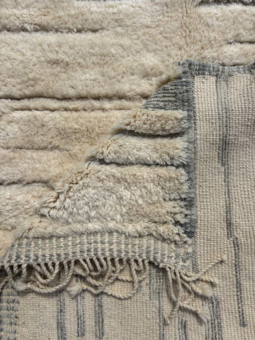 Moroccan Mrirt White Wool Rug 200x300 cm - Berber Moroccan Modern Carpet - Moroccan Natural Wool Rug 