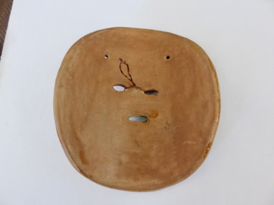 Image 1 of Mexican terracotta mask, handmade, hand-painted, Mexican folk art, 1970s