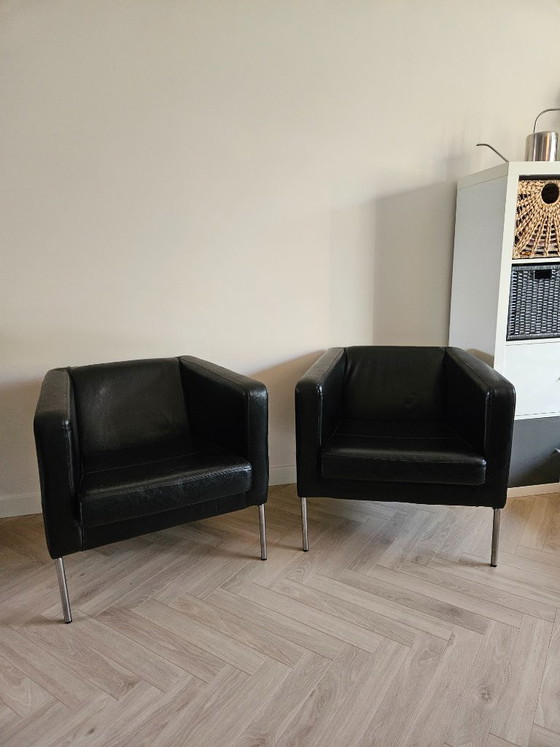 Lot de 2 Fauteuils design IKEA vintage (1999) 501.072.87 – Cuir (photo 3 of 5)