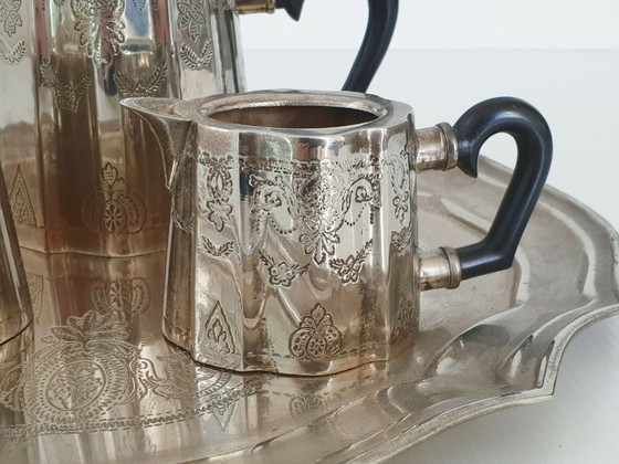 Image 1 of MAGNIFIQUE SERVICE A CAFE VINTAGE 1930 1940 EN METAL ARGENTE 30S 40S 1930 1940S 