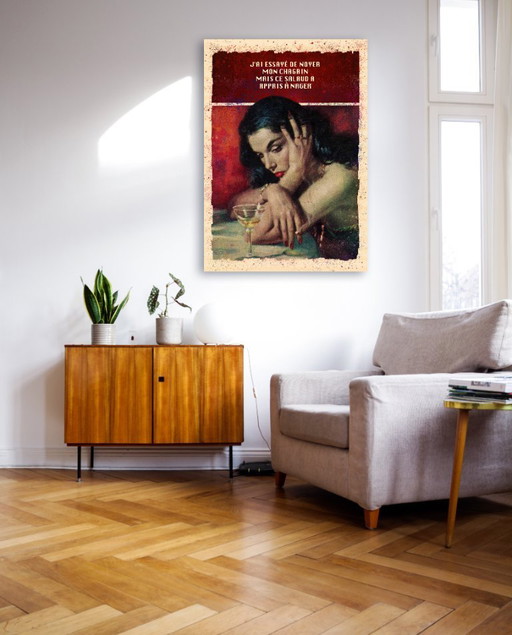 Citation de Frida Kahlo "..Mon chagrin sait nager.." - Affiche d'art 50 x 70 cm