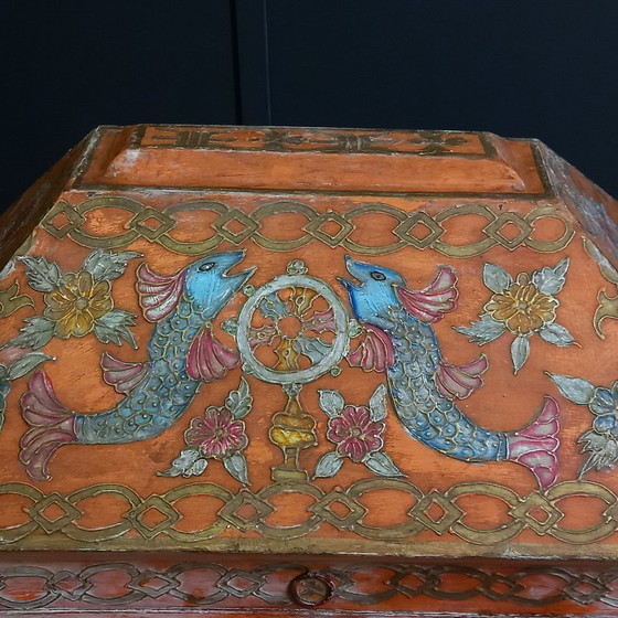 Image 1 of Cofre nupcial húngaro antiguo pintado a mano