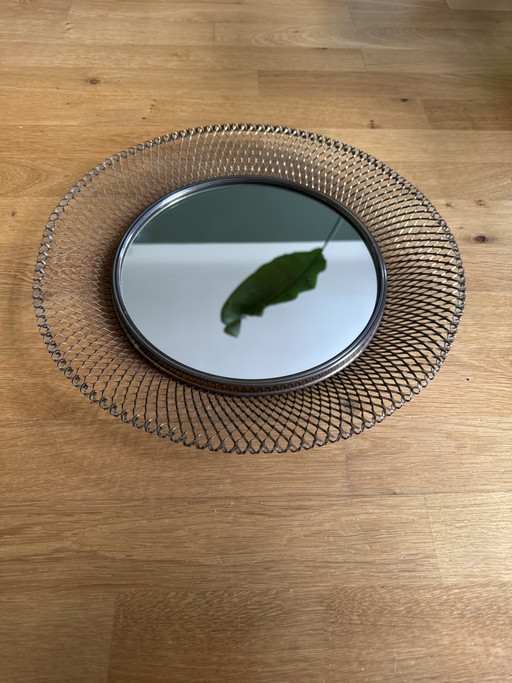 Vintage French wall mirror – Mid-Century / Bauhaus style (Matégot era)