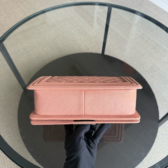 Image 1 of Chanel Boy Medium - Caviar 25CM Quilted Nude Blush Caramel Ruthenium Silver Hardware Series 26