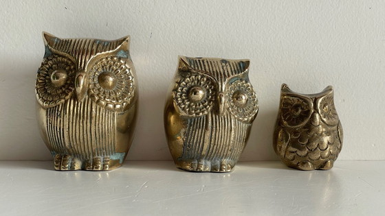 Image 1 of Famille HIBOUX Laiton et Bronze VINTAGE