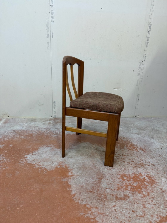 Set di 4 sedie di design scandinavo in olmo massiccio vintage degli anni '70, Sedie da pranzo, Legno, Marrone (foto 14 di 15)