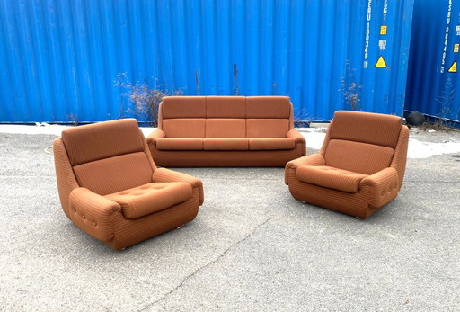 Canapé et fauteuils de style Mid-Century par Jitona, design tchèque des années 1970