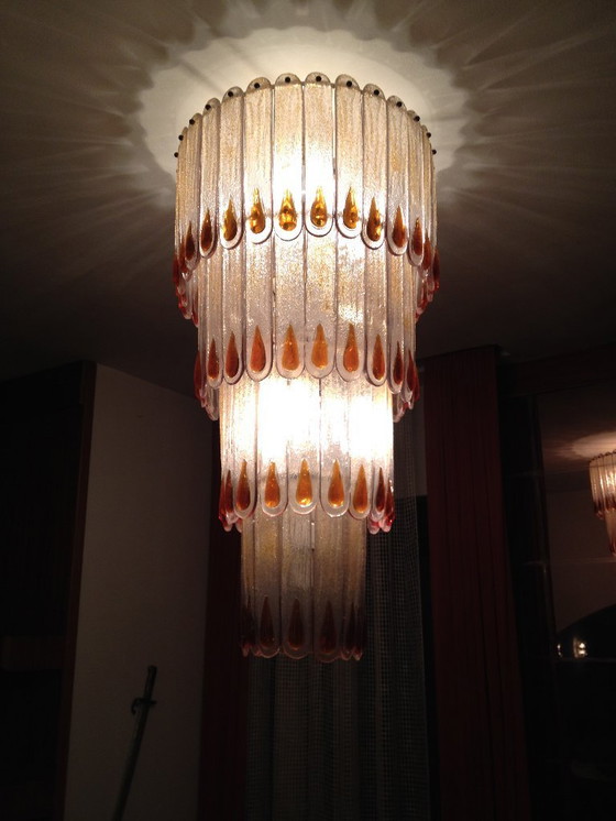 Image 1 of Lampadario in vetro su misura vintage (1980') in vendita