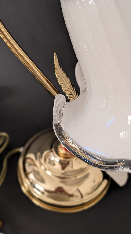 Image 1 of Refined Pair of Murano Calla Lamps, Vintage New Old Stock, 24kt Gold