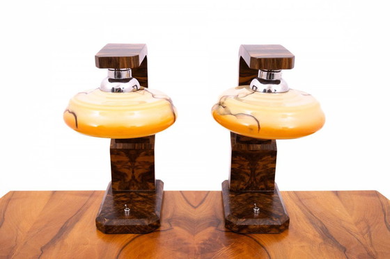 Image 1 of Paire de lampes de table polonaises de style Art Déco, datant d'environ 1950.