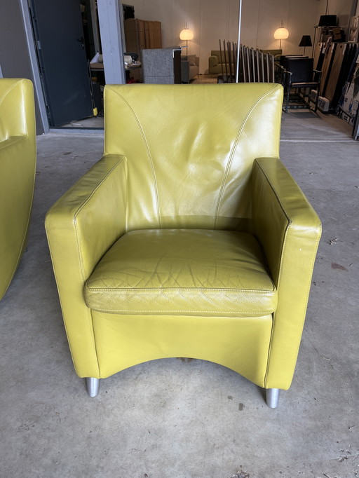 2x Leolux Dolcinea Sessel - Grünes Leder