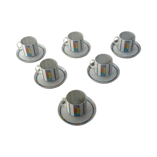 Rosenthal Studio-Linie - Estilo Memphis - juego de 6 tazas + platillos - Flash