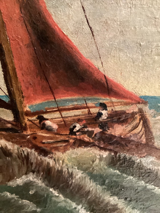 G.Devriendt- Authentiek maritiem olieverfschilderij op doek ( 1935)., G. Devriendt, Kunst, Hout, Canvas, Blauw (foto 3 van 7)