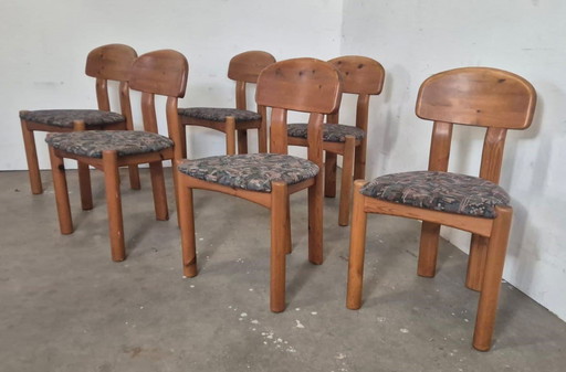 Chaises de salle à manger en bois de pin brutalistes