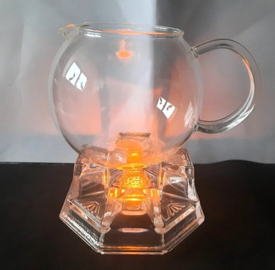 Image 1 of Art Deco Theelicht Houder – Kristalhelder Glas Meesterwerkje Vintage Glow