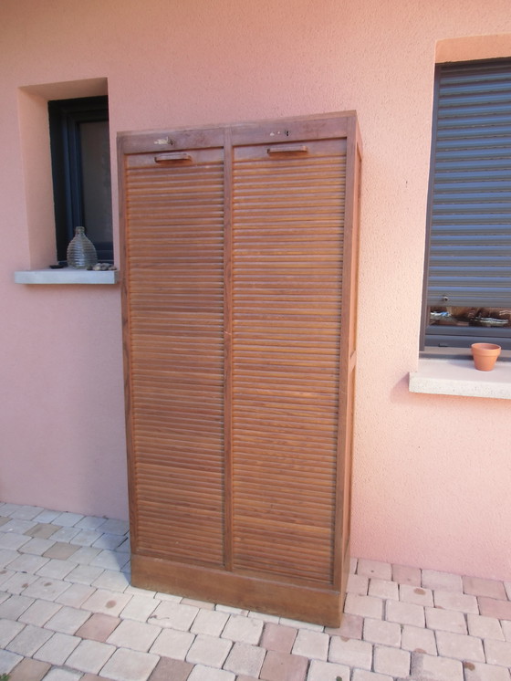 Image 1 of Filing Cabinet - Classeur Administratif, Meuble De Métier Vintage En Bois, 1950