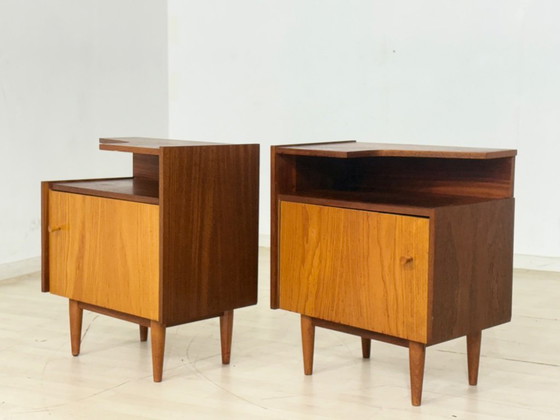 Image 1 of Lot de 2 tables de chevet vintage style Mid-Century