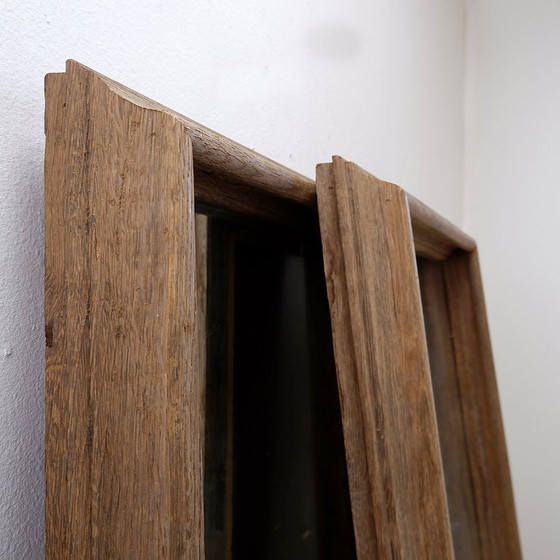 Image 1 of Paar rechteckige Wandspiegel mit rustikalen Holzrahmen